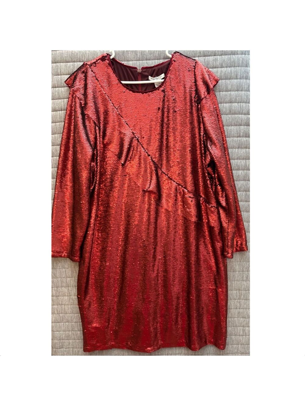 Glamorous Curve Red Sequin Long Sleeve Dress Size US 18 Knee Length NWT Holiday